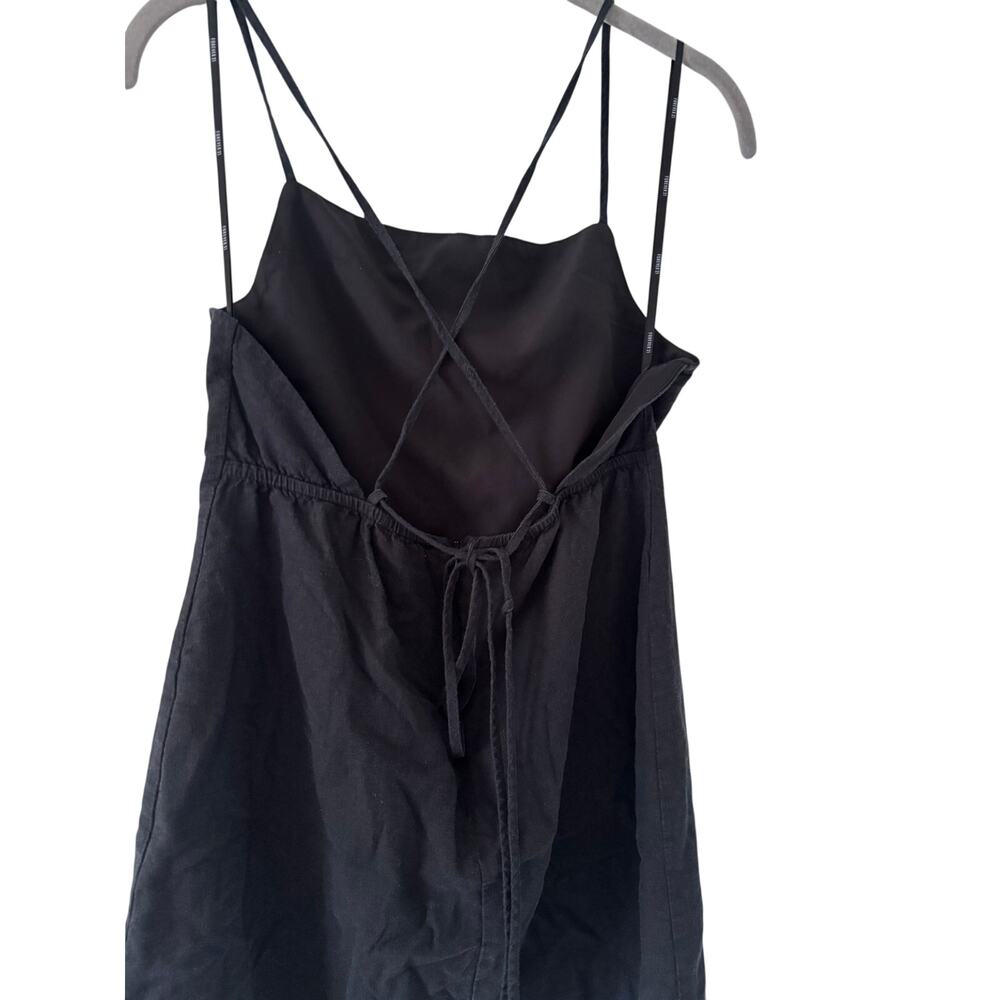 Forever 21 Black Linen Blend Mini Dress Criss Cross Back Strappy Women’s S - Picture 9 of 10